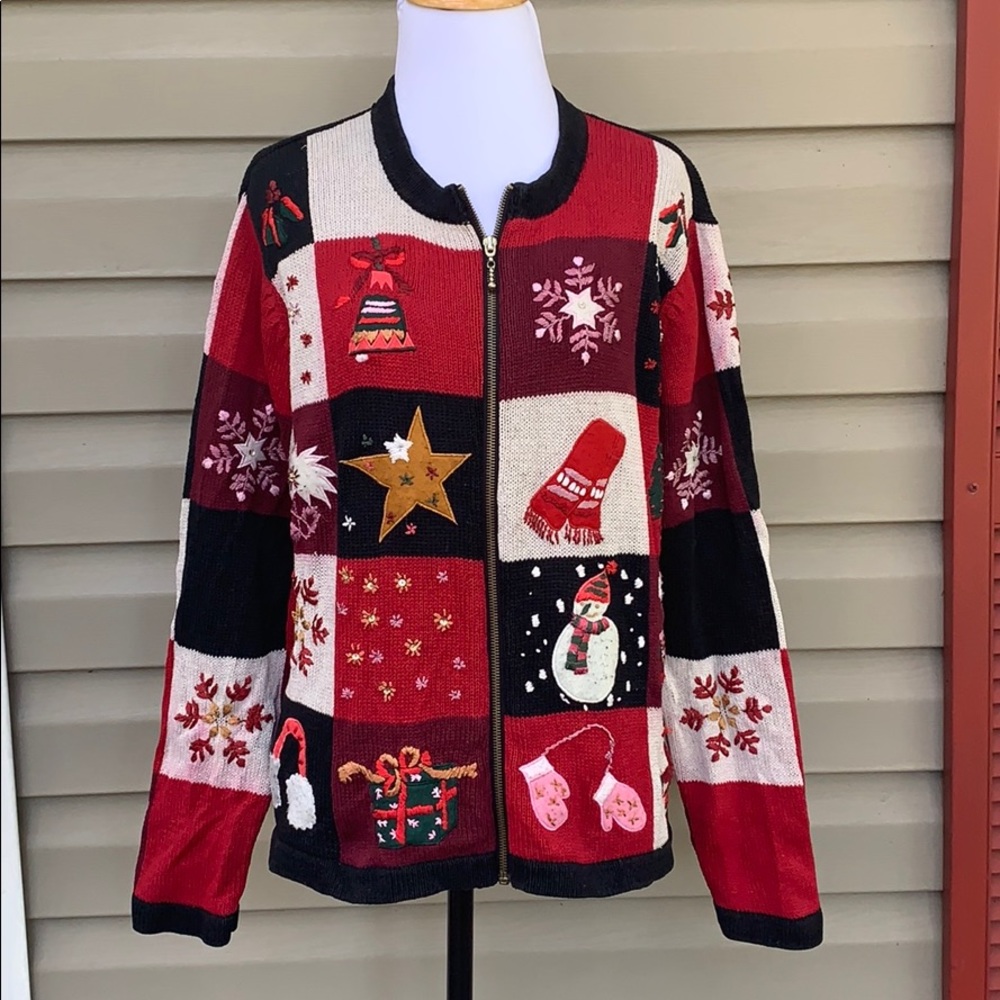 All Points women’s zip front Christmas sweater